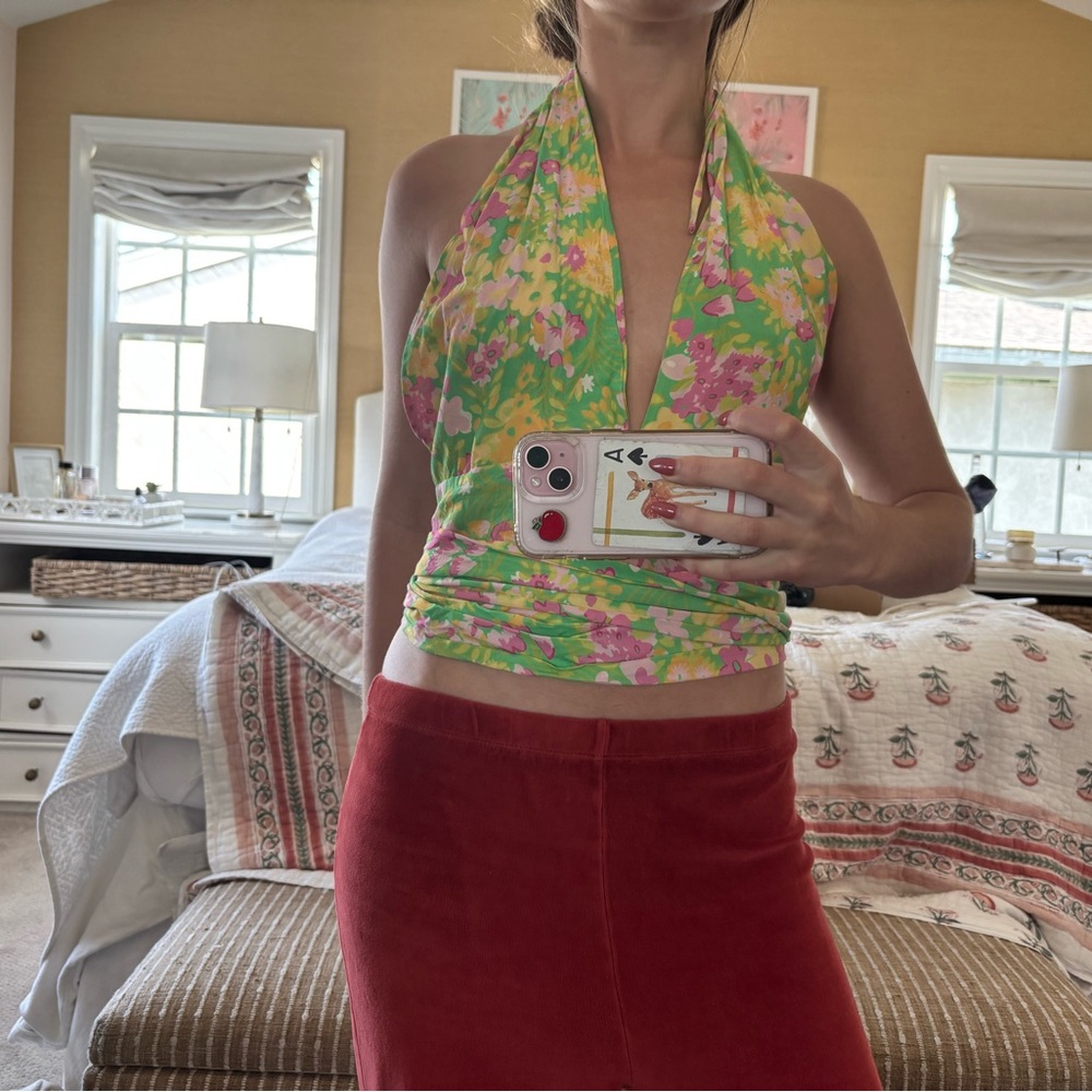 With Jean Floral Halter Top size small
